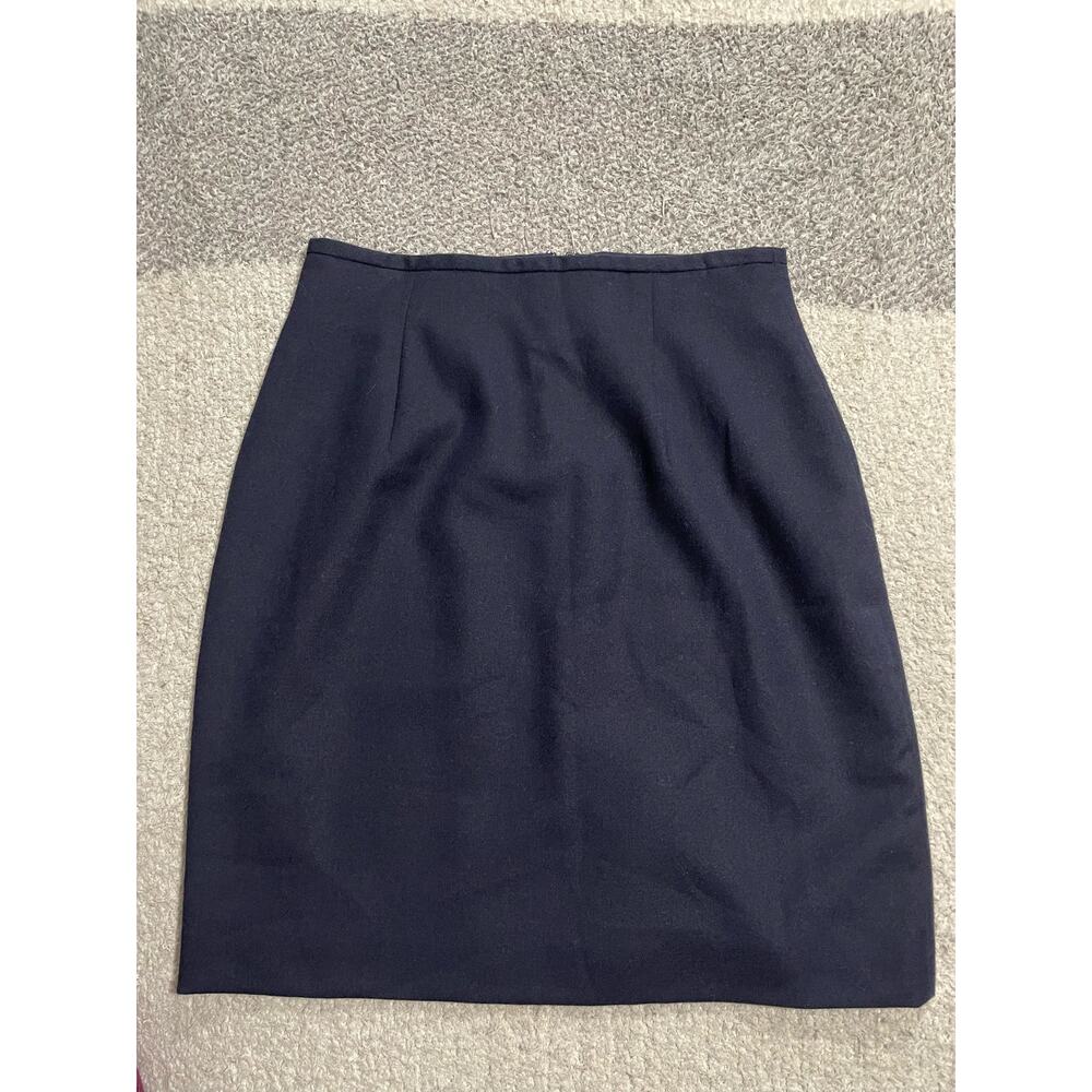 Vintage NY Sake 100% Wool Pencil Skirt Women's Size 10 Navy Blue Fully Lined